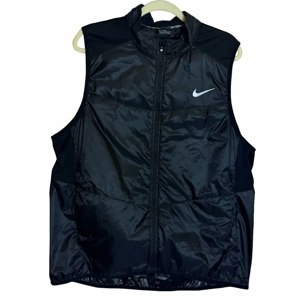 Nike Mens XL Black Aeroloft Polyfill Full-Zip Running Puffer Vest Full Zip